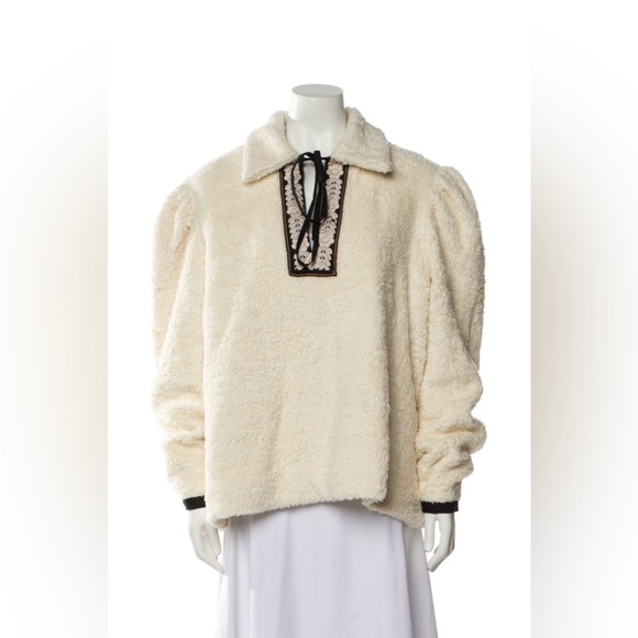 Alix Of Bohemia Cream & Black Teddy Loretta Jacket with Plush Texture SZ Medium - Picture 6 of 14